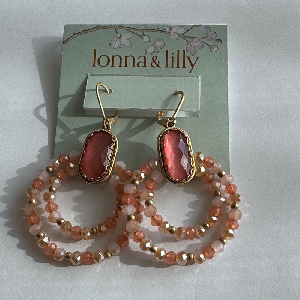 Lonna & Lilly Rose and Gold Double Hoop Earrings
